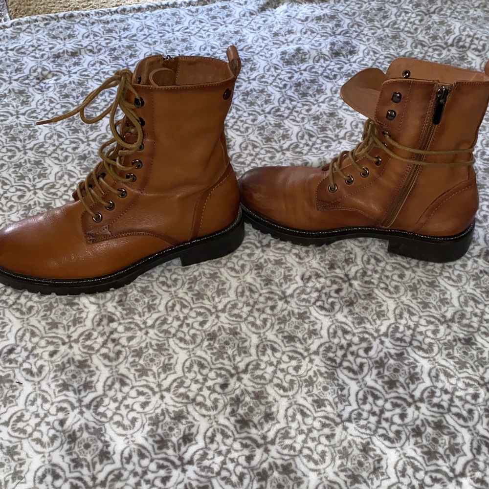 Women's Lace-Up Ankle Boots in chestnut brown. 100% genuine soft leather